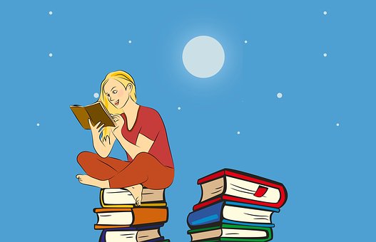 olvasás éjszaka hold telihold könyvek szórakozás